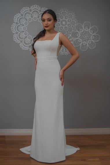vestido de noiva semi sereia para grávidas em mikado com decote nas costas - atelier white dress