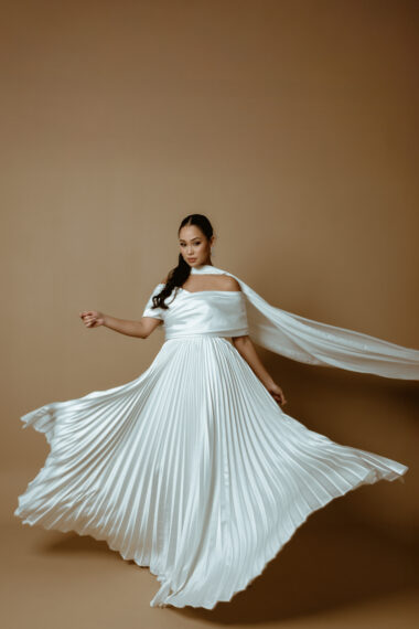 Saia de noiva em crepe leve plissado - Atelier White Dress