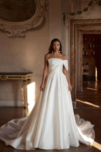 celestiana frente - vestido de noiva evasê - atelier white dress