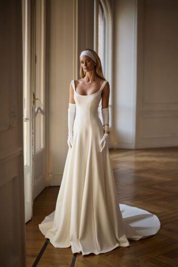 vestido de noiva minimalista evasê em cetim mikado - atelier white dress