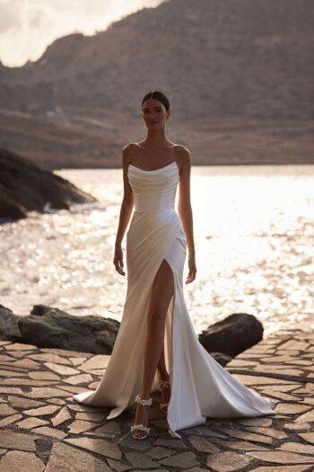vestido de noiva minimalista com drapeados - atelier white dress