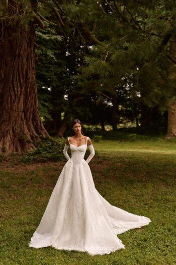 vestido evasê de renda chantilly - atelier white dress